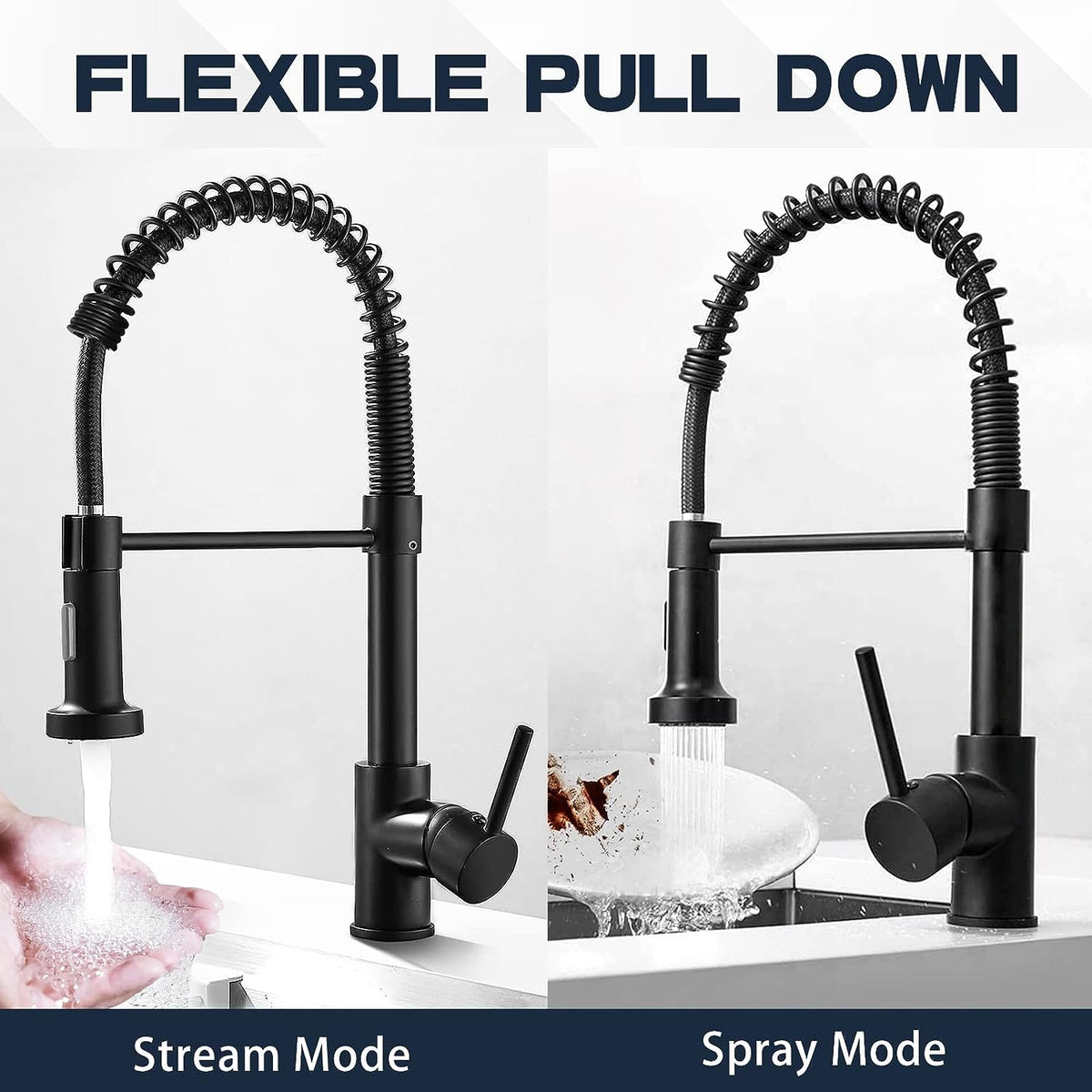 Single-Hole Spring Kitchen Faucet With Pull-Down Sprayer-564575 