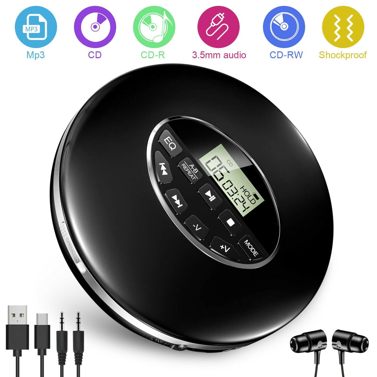 Small Portable Walkman CD Player For Car-CQA9417503473960-564575 CQA9417503473960