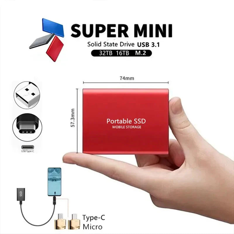 Ssd External Hard Disk Hard Drive Ssd 1 2 4 8 12 16 32 64 TB 500GB External-Donrams- 