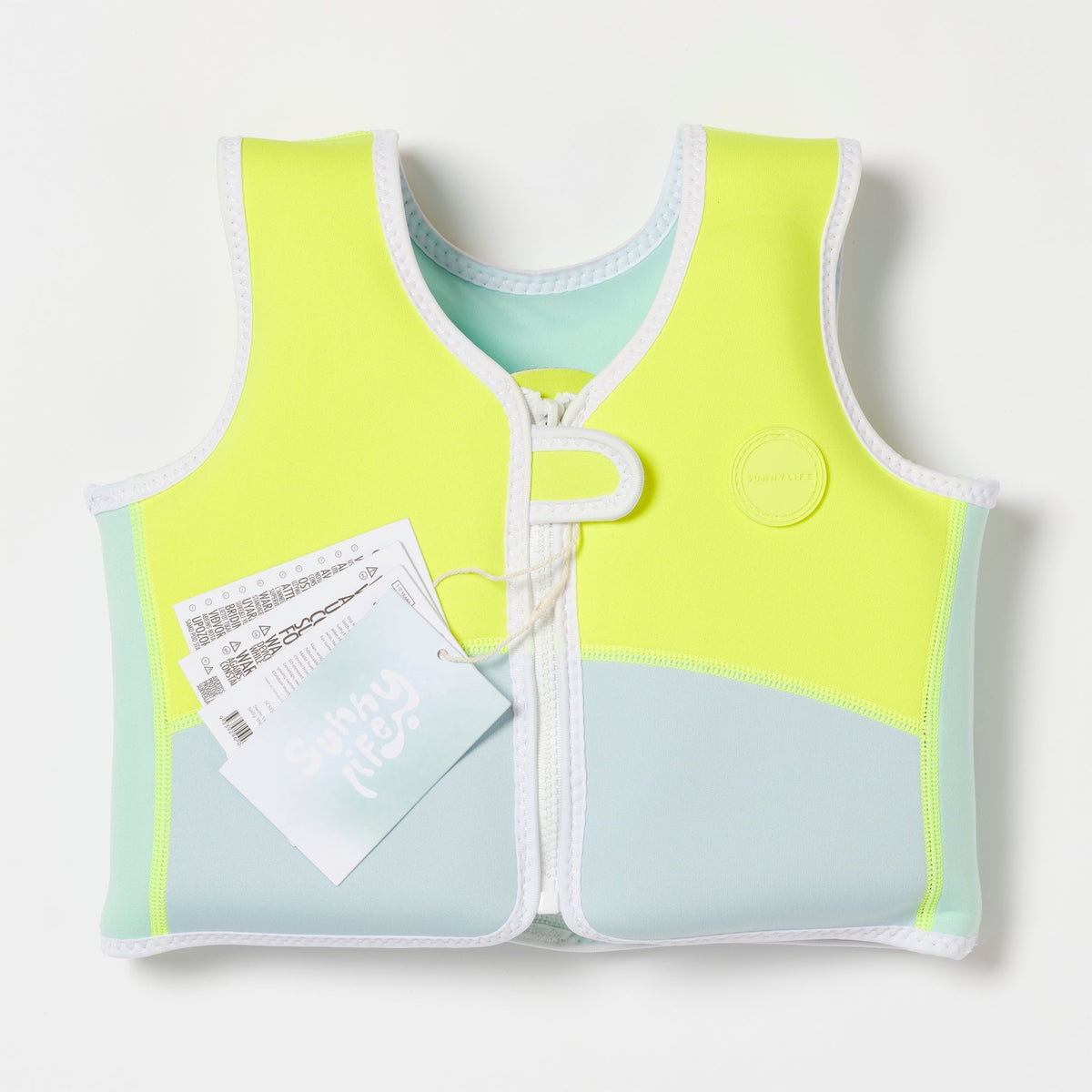 Swim Vest 1-2 | Salty the Shark Aqua Neon Yellow-Donrams- SCMSVAQGFDGFDS