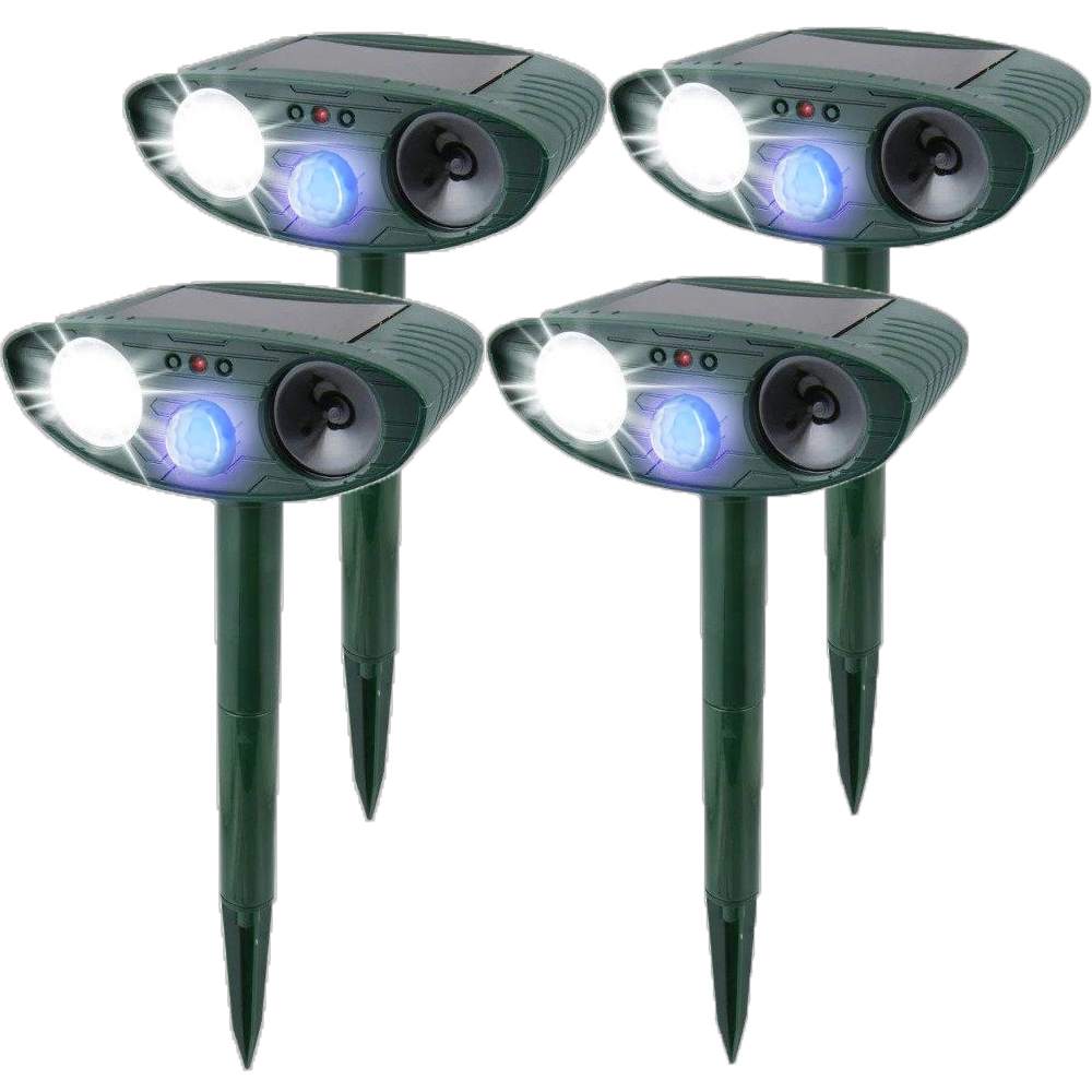 Ultrasonic Rabbit Repeller – Solar Powered and Flashing Light – Get Rid of Rabbits-Donrams-4 Pack- URR459Q34534